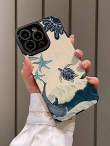 1pc Minimalist Personalized Ocean Element Vertical Stripe Faux Leather Texture Classic Anti-Slip Anti-Drop Soft Protective Phone Case, Suitable As Gift For Friends And Lovers, Compatible With Apple And Phones 17/17AIR/17PRO/17PROMAX - Multicolor - View 3