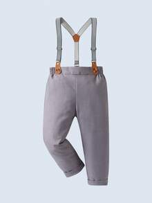 BOARNSEORL 2 pièces Tenue de gentleman pour bébé garçon, chemise à manches longues avec nœud papillon et salopette, mode et convient pour l'anniversaire, l'événement, l'extérieur, le mariage - Rose bonbon - Voir 4