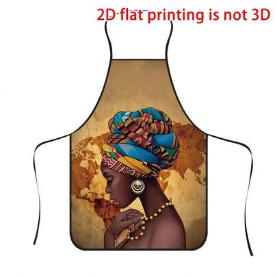 1pc African Culture Printed Apron, Polyester Material, Suitable For Cooking, Barbecue, Gardening, Painting, Manicure, Unisex, Indoor And Outdoor Use