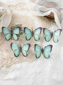 5只仿真蝴蝶情人节新年装饰DIY糖果盒搭配新娘捧花情人节丝绸秋季母亲节装饰花瓶家居装饰户外花园婚礼捧花客厅DIY糖果盒花环仿真植物家居用品、花束、餐桌装饰 - 深水綠 - 查看 4