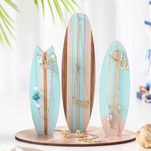 Jewelry Organizer Stand Coastal Christmas Surfboard Decor Preppy Beach Room Decor Wooden Hawaii Surfer Gift Teen Girl Room Decoration Pink - 藍色 - 查看 6