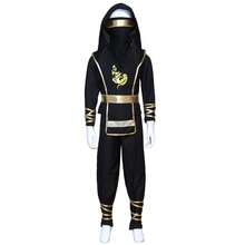 Kids Black & Gold Full Set Cosplay Outfit, Including Mask, Belt, Top, Pants, Boys' Holiday Performance Costume - Multicolor - View 4