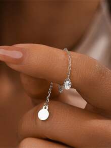 1PC 925 Sterling Silver Fashion Evil Eye Zirconia Connect Finger Bracelet Hypoallergenic Pure Silver Suitable For Women For Daily, Dates, Vacation, Wedding, Party, Holiday Gift - Silver - View 5