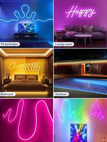 16.4ft Bedroom Decorative Light Strip, RGB LED Light Strip, 44-Key Remote Control, Neon Light, Flexible DIY Design Suitable For Bedroom, Living Room, Gaming, Party Decoration, LED Neon Light Strip, LED Light, LED Light Strip, Bedroom LED Light, 16.4ft LED Light, 44-Key Remote RGB LED Neon Light Strip, RGB Color Changing Smart Light, Bedroom LED Light, Color Changing LED Light Strip With 44-Key Remote, Home LED Light Strip, Party Decorative Light - Multi-color light - View 6