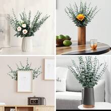24 PCS 20 Inches Artificial Eucalyptus Stems Realistic Faux Eucalyptus Branches Leaves For Wedding Bouquet Home Table Vase Decor - 綠色撲粉 - 查看 5