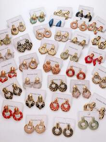 20 对 - （随机）不锈钢耳环，优雅款式，防过敏不锈钢耳环套装，送给女性朋友的最佳耳环。 - 彩色 - 查看 5