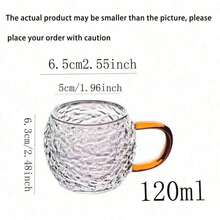 2pcs European Style Round Belly Hammered Glass Cups, 120ml Small Capacity Coffee Cups, Home Breakfast Tea Cups, Office Espresso Cups, Afternoon Tea Dessert Cups, Guest Water Cups - Clear - View 4