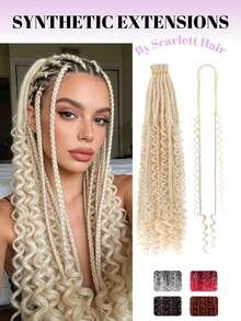 Peluca de rastas sintéticas de 24 pulgadas de un solo hilo con doble extremo, rastas de fieltro, rastas sintéticas, rastas de ganchillo hechas a mano, peluca rizada larga y ondulada africana - Multicolor - Ver 5