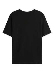 One Couple's Round-Neck Short-Sleeved T-Shirt, Featuring A New 2026 Disney Mickey And Minnie Mouse Design. Men's Regular Fit, Machine Washable, Suitable For Autumn And Winter Casual Wear.  Features A Cartoon Character Design, Comfortable Fabric, Detailed Description, Easy Care, And Makes An Excellent Gift. - 一件男士-黑色 - 查看 2