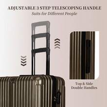YSTYLE Maleta trolley rígida ultraligera y espaciosa, cerradura de combinación lateral con TSA, 4 ruedas para fácil transporte - Marrón - Ver 5