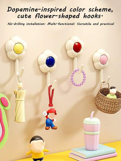 Ganchos de pared montados de ABS resistentes, capacidad de carga sin terminar en blanco, adhesivo fuerte, fácil instalación, estilo contemporáneo, organizador de baño, cocina, habitación, soporte para toallas y utensilios, regalo del Año Nuevo Lunar, Día de San Valentín, Pascua