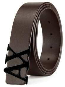 High Quality Men's AX Letter Alloy Smooth Buckle Belt, Business Casual Versatile Jeans Belt, Ideal Holiday Gift For Family And Friends - Multicolor - View 15