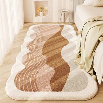 1 Piece Water Wave Textured Rug, Minimalist Line Modern Style, Non-Slip, Machine Washable, Moroccan Style, Suitable For Bedroom, Living Room, Entryway, Easter, Pairs With Sofa, Coffee Table, Bedside, Dining Table, Kitchen, Game Room, Indoor, Home Decor