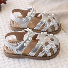 1双儿童仿珍珠透气休闲凉鞋 - 銀色 - 查看 4