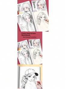 可爱动漫少女素描本 素描入门描摹本 零基础漫画书 学生绘画练习本 舒缓感官压力 - 彩色 - 查看 4