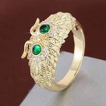 1pc Creative Owl Shaped Design Cubic Zirconia Inlaid Fashion Ring For Women - Multicolor - View 11