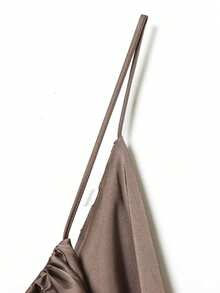 Seelio Summer New Arrival Women's Fashion Sexy Satin Pleated Camisole Top - Brown - View 9