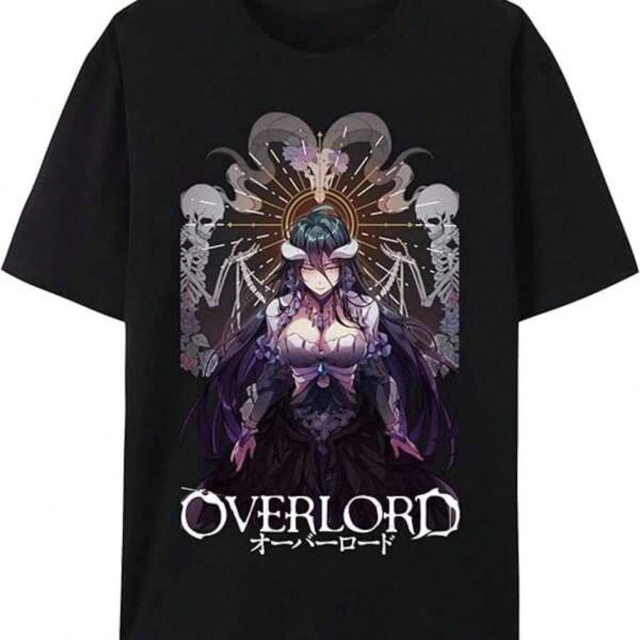 Japanese Anime Cotton Short Sleeve T-Shirt,Overlord Ainz Ooal Gown Anime Shirt3 Anime Shirt Graphic Tee Gifts For Men Shirts Graphic Funy T Shirt. - Black - View 1