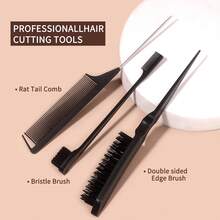 5pcs Hair Brush Set, Including Slicked Back Hair Brush, Edge Control Brush, Detangling Brush, For Natural Hair And Wigs Frizz Control And Smooth Distribution - Multicolor - View 4