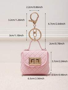 Solid Color PU Mini Student Handbag, Square Lock Coin Purse, Mini Earphone Storage Bag, Portable Keychain Pendant, Phone Shoulder Strap Accessory, Valentine's Day Gift Purse Charm Purse - Multicolor - View 4