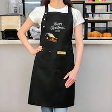 1 Piece Christmas Kitchen Apron| Sleeveless Design With Pockets, Made Of Polyester, Very Suitable For Home Cooking, Restaurants, Food Trucks, And Food Service Attire - AZX0001 - 查看 4