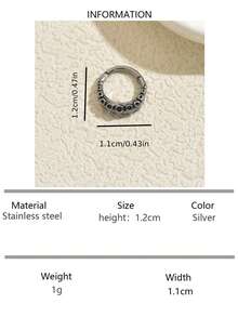 1 pieza Aro de nariz de malla con calavera punk, joyería de piercing de nariz de acero inoxidable de aro cerrado para hombres y mujeres - Plateado - Ver 9