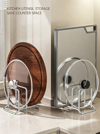 Organizador de tabla de cortar y tapa de la cocina - Organizador de encimera para tablas de cortar, tapas de ollas y bandejas de servir, estante de almacenamiento que ahorra espacio