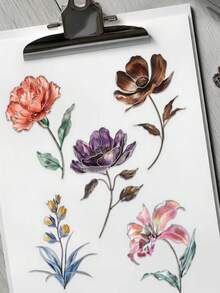 1Set Transparent Koi Flower Sticker Silver Foil Stickes Aesthetic Stickers Craft Supplies PET Vinyl Sticker - Multicolor - View 9