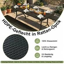 DEVOKO Beer Tent Set, Foldable Garden Furniture Set With Table And 2 Benches, HDPE Rattan Look, Waterproof Outdoor Dining Table Set For Camping, Patio, Garden - Black - View 3