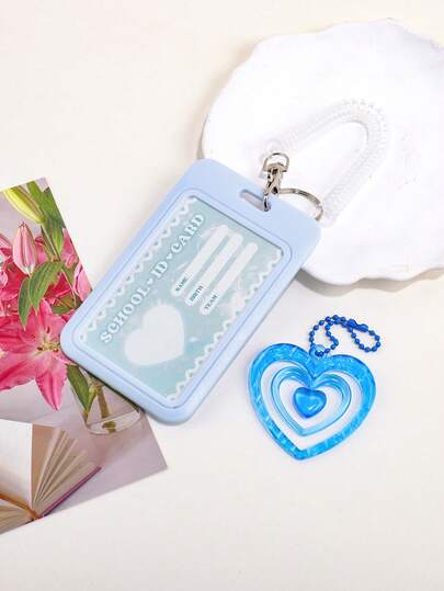 Vertical Clear ID Card Holder With Retractable Lanyard & Keychain, Plastic Badge Holder For Work ID, Student Card, Cruise Card, School And Office Card Protector, Light Blue