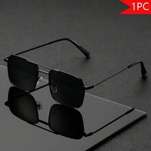 Retro Square Frame Men's Glasses, Slim Temples, Suitable For Business, Casual And Urban Commute - Multicolor - View 4