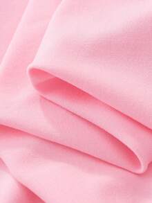 Young Girl Summer Casual Solid Color Round Neck Short Sleeve T-Shirt - Pink - View 7