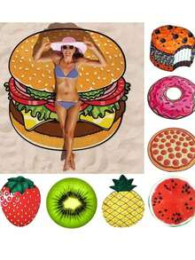 Toalla de playa con figuras, artículo esencial para la playa, con diseños diferentes - Sandia - Ver 7