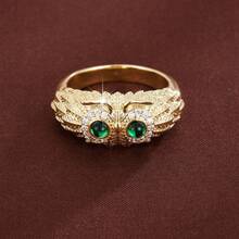 1pc Creative Owl Shaped Design Cubic Zirconia Inlaid Fashion Ring For Women - Multicolor - View 6