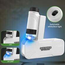 300倍、600倍、1200倍放大倍率儿童显微镜，带LED照明。教育科学套装，STEM科学玩具，适合6岁及以上男孩女孩。学校学习用品，儿童生日礼物，圣诞礼物。 - 彩色 - 查看 8