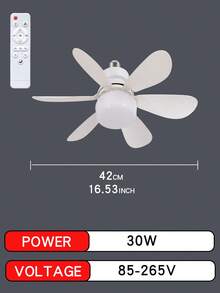 40W Dimmable LED Ceiling Fan With Remote Control, E27 Socket, Suitable For Bedroom & Living Room, 6 Blades, 3 Wind Speeds, Timer Function - White - View 12