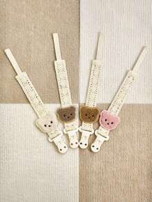 Clip de chupete de encaje con diseño de oso bebé, cadena de chupete para bebé, correa antiperdi da para juguete de dentición de bebé - Multicolor - Ver 9