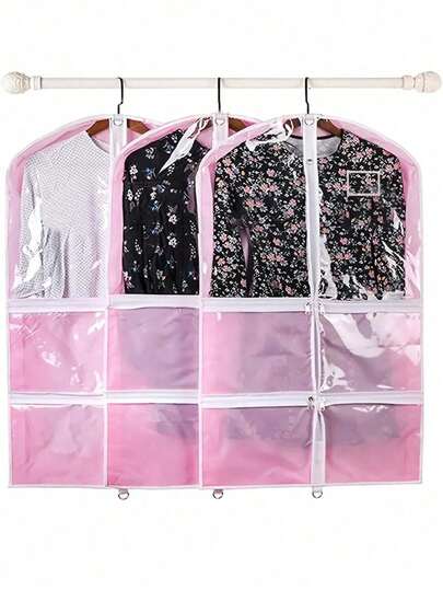 1个衣物防尘袋，多功能带储物袋，可悬挂于衣柜内，保护衣物免受灰尘侵扰，适用于旅行衣物收纳