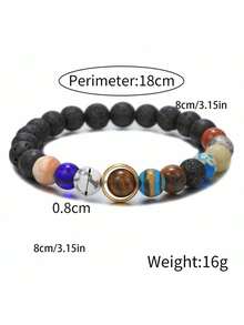 1件装时尚八大行星串珠手链，男士天然石瑜伽脉轮手链，星空风格合成石手链，男女通用 - 彩色 - 查看 6