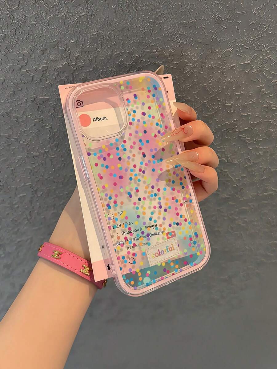 Coque de téléphone transparente TPU dégradée à pois colorés, coque transparente à pois dégradés dopamine, cadre de protection à double couche, coque de téléphone à pois dégradés énergétiques pour la vie quotidienne compatible avec iPhone 11/12/13/14/15/16/16 Pro Max/12 Pro/13 Pro/14 Pro/15 Pro/16 Pro/14 Plus/15 Plus/16 Plus/12 Pro Max/13 Pro Max/14 Pro Max/15 Pro Max/16 Pro Max, compatible avec iPhone 17/17 Pro/17 Pro Max/Air - Rose bonbon - Voir 1