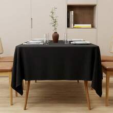 Large Black Table Cloths 150x260cm 59x102Inch Long Rectangular Table Cloth Washable Polyester Fabric Tablecloth For Wedding Banquet Party Home Dining Table Cover  Dfe - Black - View 6