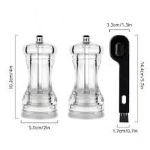 2pcs Adjustable Acrylic Pepper Grinder Set With 2-In-1 Cleaning Brush, Suitable For Pepper, Cumin, Sea Salt, Dried Chili Pepper, Ideal For Home, Restaurant, Outdoor Camping Kitchen Tools - Multicolor - View 9