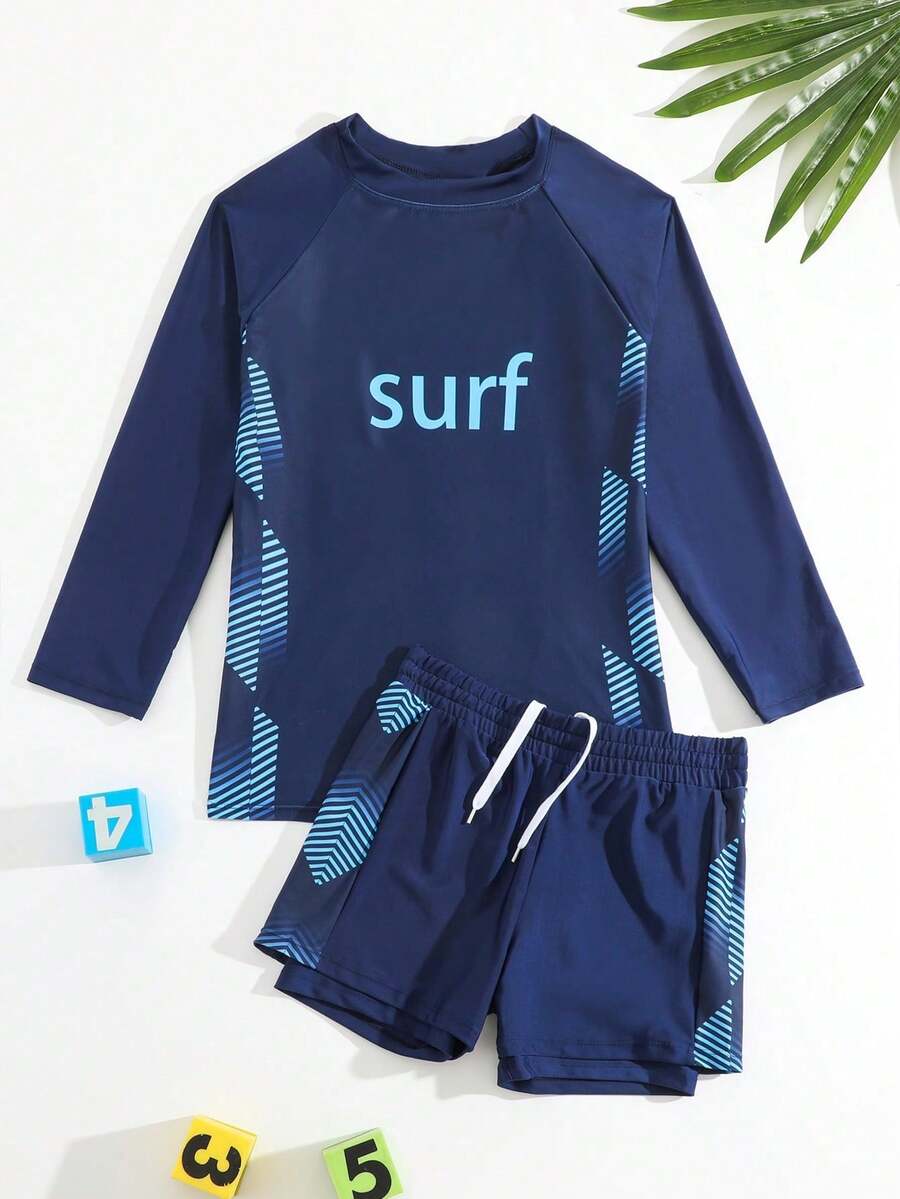 NB VEST Boys' Surf Set - 2-In-1 Shorts! 2025 J3121 - Navy Blue - View 1