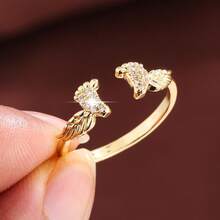 1pc Creative Foot Design Zirconia Inlaid Adjustable Open Ring For Women - Multicolor - View 7