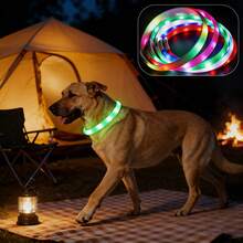 1pc Rechargeable Pet LED Collar, Dog LED Collar, 3 Modes: Steady, Fast Flashing, Slow Flashing, Suitable For Dogs Up To 50kg/110lbs, Adjustable Collar Length - Multicolor - View 10