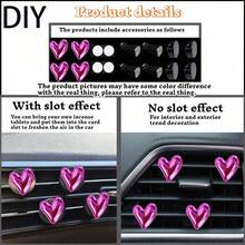 4pcs Glossy Electroplated Heart-Shaped Air Vent Clip, Cute Car Accessories, Fragrance-Free - For Decoration Only. Fashionable Design | Lightweight Metal Coated Heart-Shaped Decor, Colorful Car Accessories, Punk Style Car Parts, Handmade DIY Decoration - Electroplated Heart - View 10