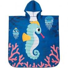 - Toalla de playa con capucha para niños, poncho de algodón súper suave y absorbente para niños y niñas, uso en la piscina y en - A - Ver 5