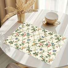 4pcs Placemat  Single Sided Printing 12x18 Inch Placemats, Floral Trellis Seamless Pattern, Garden Flower Repeat Pattern, Kitchen, Dining Table, Home Decoration Placemats Dyd28 - Multicolor - View 1