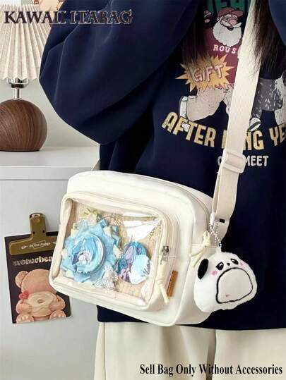 2025 Kawaii Small Bag Girls Candy Color Transparent Clear Phone Bag And Purses New Shoulder Bag Girls Crossbody Bags For Women Ita Bag PVC DIY With Badges Display Plate Hand Bags Girls Gifts