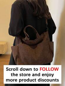 New Fashion Classic College Style Casual Large Capacity Multi-Pocket Shoulder Bag, Especially Warm. Particularly Suitable For Campus, Office, Daily Matching, Dates, Shopping, Outings, Gifts And Other Occasions. - Coffee Brown - View 3